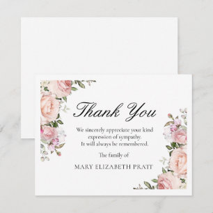Rustic Rosa ros Blommigt Funeral Tack Kort