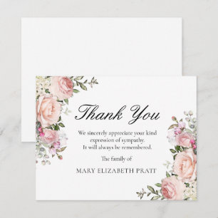 Rustic Rosa ros Blommigt Funeral Tack Kort