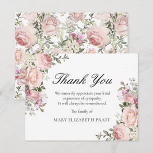 Rustic Rosa ros Blommigt Funeral Tack Kort