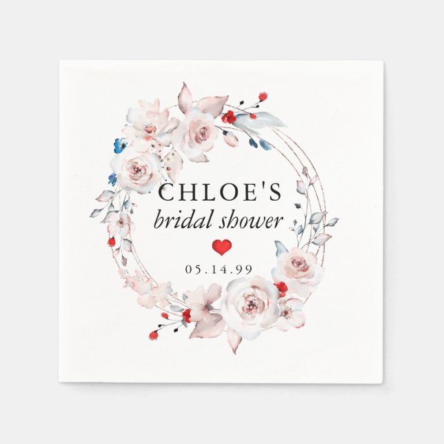 Rustic Rosa ros Blommigt Möhippa Pappersservett (Framsidan)