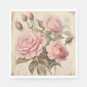 Rustic Rosa ros Bouquet Pappersservett