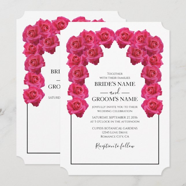 Rustic Rosa ros bröllopsinbjudningar Inbjudningar (Fram/baksida)