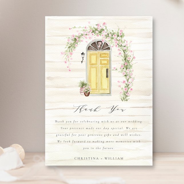 Rustic Rosa ros Cottage Garden Wedding Beige Tack Kort (Skapare uppladdad)