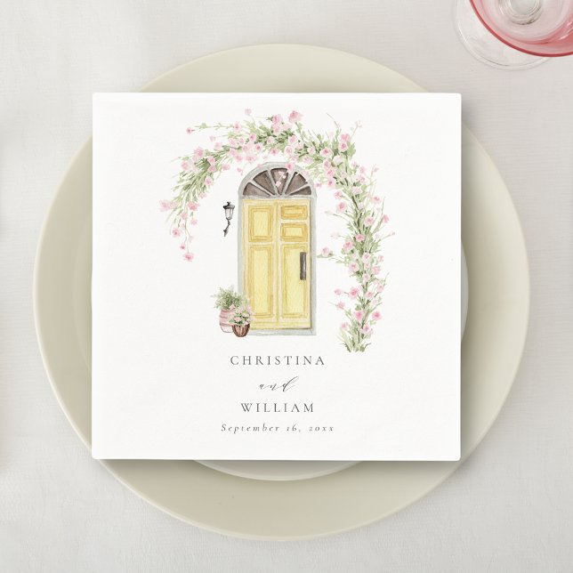 Rustic Rosa ros Cottage Garden Wedding Pappersservett (Skapare uppladdad)