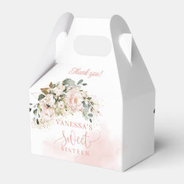 Rustic  rosa ros eucalyptus 16-årsdag presentaskar