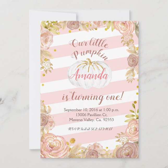 Rustic Rosa Vår Pumpkin vänder en inbjudan (Framsida)