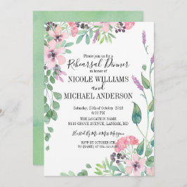 RUSTIC rosa vattencolor bouquet Rehearsal Middag Inbjudningar