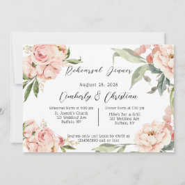 Rustic Rosa Watercolor Peony Rehearsal Dinner Inbjudningar