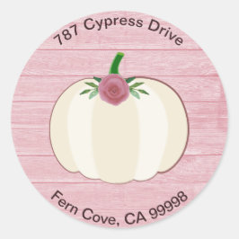 Rustic Rosa White Pumpkin Blommigt Kuvert Seal Runt Klistermärke