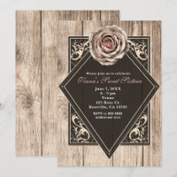 Rustic Rose Eleganta Ljus Trä Diamant Inbjudningar