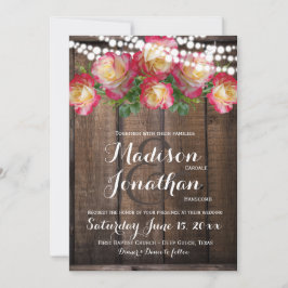 Rustic Rosor Fairy Ljus Wood Wedding Investigation Inbjudningar