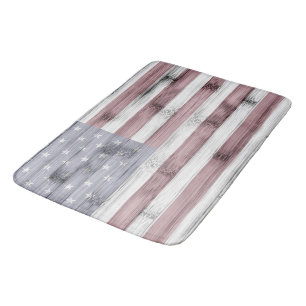 Rustic Rött vitt blått Wood USA flagga America Badrumsmatta