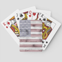 Rustic Rött vitt blått Wood USA flagga America Casinokort