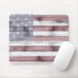 Rustic Rött vitt blått Wood USA flagga America Musmatta