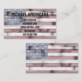 Rustic Rött vitt blått Wood USA flagga America Visitkort
