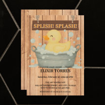 Rustic Rubber Ducky Bubbles Baby Shower