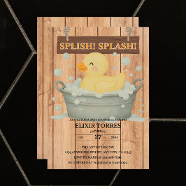 Rustic Rubber Ducky Bubbles Baby Shower Inbjudningar