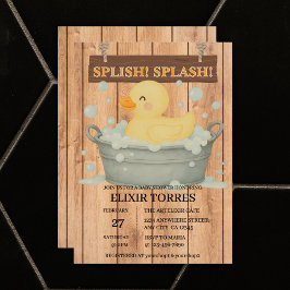 Rustic Rubber Ducky Bubbles Baby Shower Inbjudningar