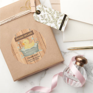 Rustic Rubber Ducky Bubbles Baby Shower Runt Klistermärke