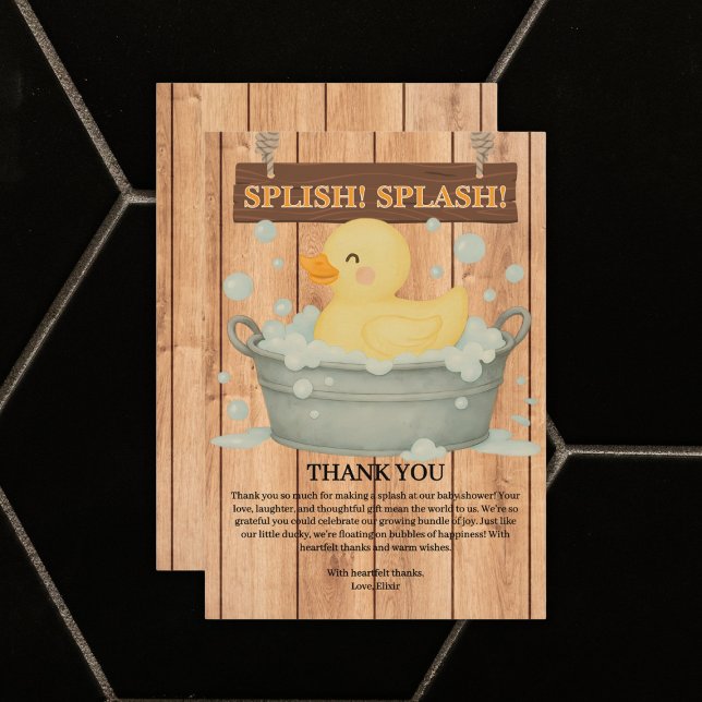 Rustic Rubber Ducky Bubbles Baby Shower Tack Kort (Skapare uppladdad)
