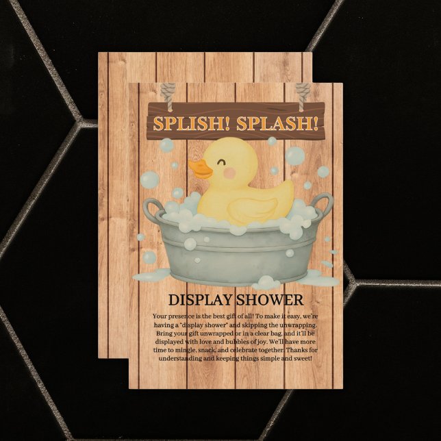Rustic Rubber Ducky Bubbles Baby Shower Tilläggskort (Skapare uppladdad)