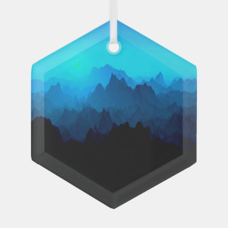 Rustic Ruged Blue Jagged Mountains Suncatcher Julgransdekoration