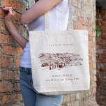 Rustic Rust Brown Winery Mountain Sketch Bröllop Tygkasse<br><div class="desc">Om du vill ha fler anpassningar eller andra matchande artiklar kan du kontakta mig på yellowfebstudio@gmail.com</div>