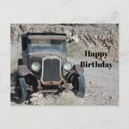 Rustic Rusted Car Photo Birthday Vykort