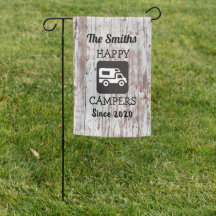 Rustic RV Campground Garden Flagga w/Camper