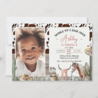 Rustic Saddle Up Horse Cowhide Birthday Investigat