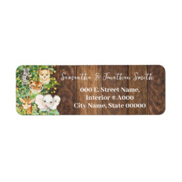 Rustic Safari Animals Baby Shower Returadress Returadress Etikett