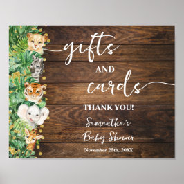 Rustic Safari Animals Gift & Cards Baby Shower Poster
