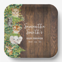 Rustic Safari Animals Guld Glitter Baby Shower