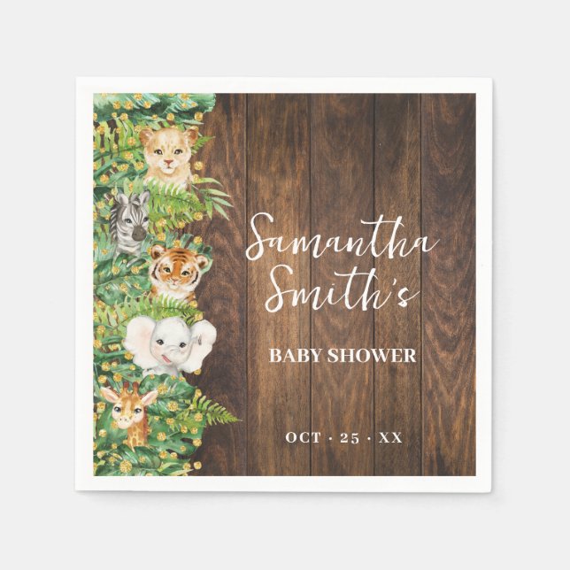 Rustic Safari Baby Shower Party Decor Pappersservett (Framsidan)