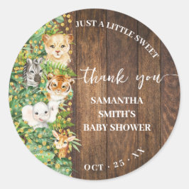 Rustic Safari Baby Shower Party-partiförmån för Ta Runt Klistermärke