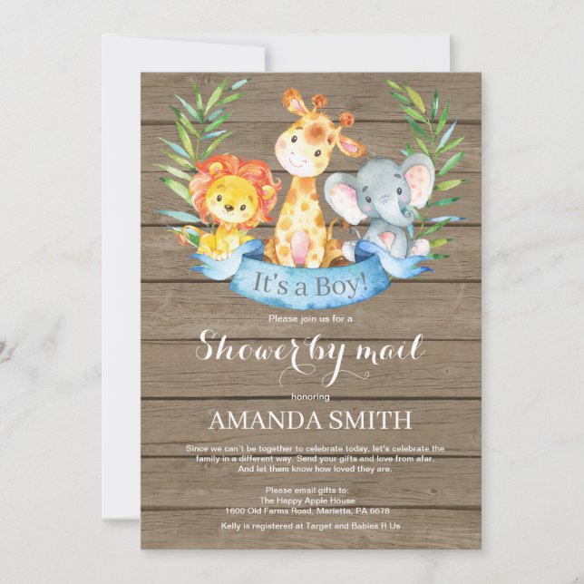 Rustic Safari Jungle Boy Shower by Mail Inbjudningar (Framsida)