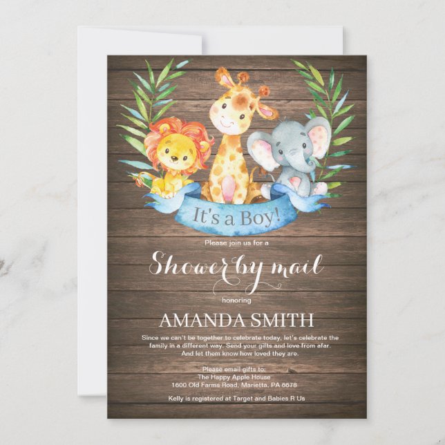 Rustic Safari Jungle Boy Shower by Mail Inbjudningar (Framsida)