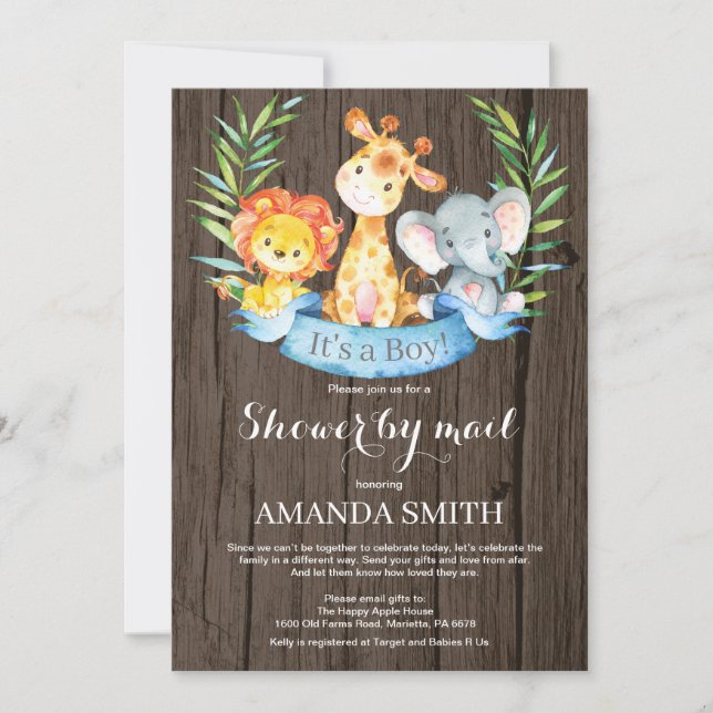 Rustic Safari Jungle Boy Shower by Mail Inbjudningar (Framsida)