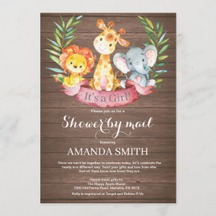 Rustic Safari Jungle Girl Baby Shower by Mail Inbjudningar
