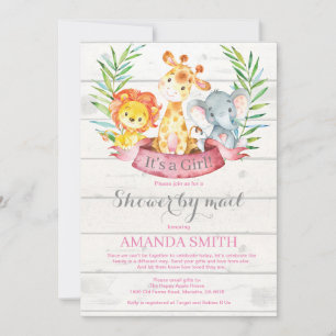 Rustic Safari Jungle Girl Baby Shower by Mail Inbjudningar