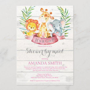 Rustic Safari Jungle Girl Baby Shower by Mail Inbjudningar