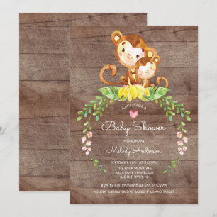 Rustic Safari Jungle Monkey Baby Shower-inbjudan Inbjudningar