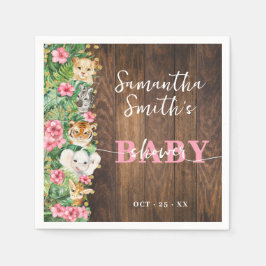 Rustic Safari Pink Baby Shower Party Decor Pappersservett