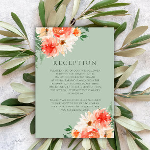 Rustic Sage and Orange Blooms Wedding Reception Tilläggskort