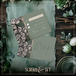 Rustic Sage, Champagne White Bloom Responcard Card OSA Kort