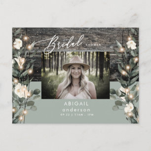 Rustic Sage Foliage Ljus & White Blommigt Inbjudan Vykort