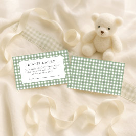 Rustic Sage Gingham Blöja Raffle Baby Shower  Tilläggskort