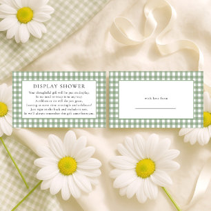 Rustic Sage Gingham Visning Baby Shower Tilläggskort