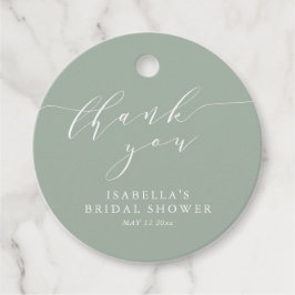 Rustic Sage Green Botanical Script Bridal Shower Gåvor Etiketter