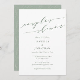 Rustic Sage Green Botanical Script Couples Shower Inbjudningar